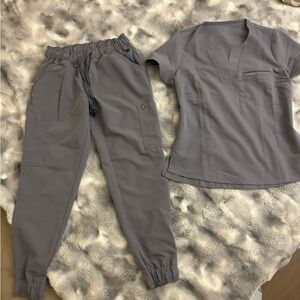 Jaanuu Slate Gray V-Neck Scrub Top